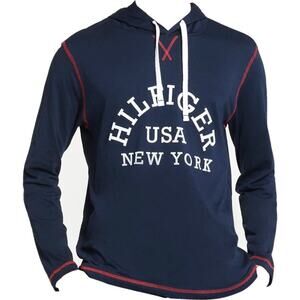 Tommy Hilfiger T-Shirt Hoodie Mens L Navy Sleepwear Loungewear Athleisure New